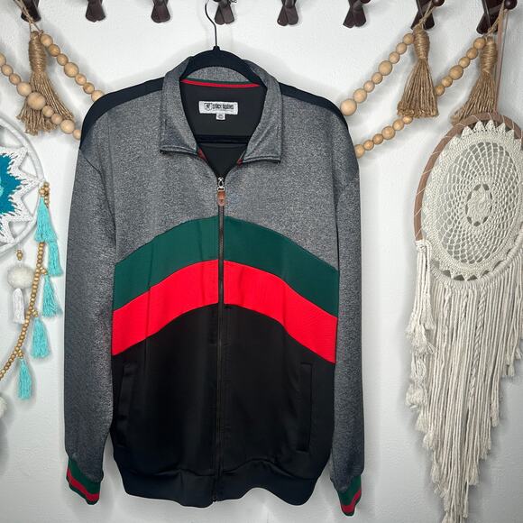 Stacy Adams Red Green Stripe Tracksuit Jacket - Picture 1 of 4